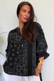 Ole Bubble Cotton Bandana Laurie Blouse Black